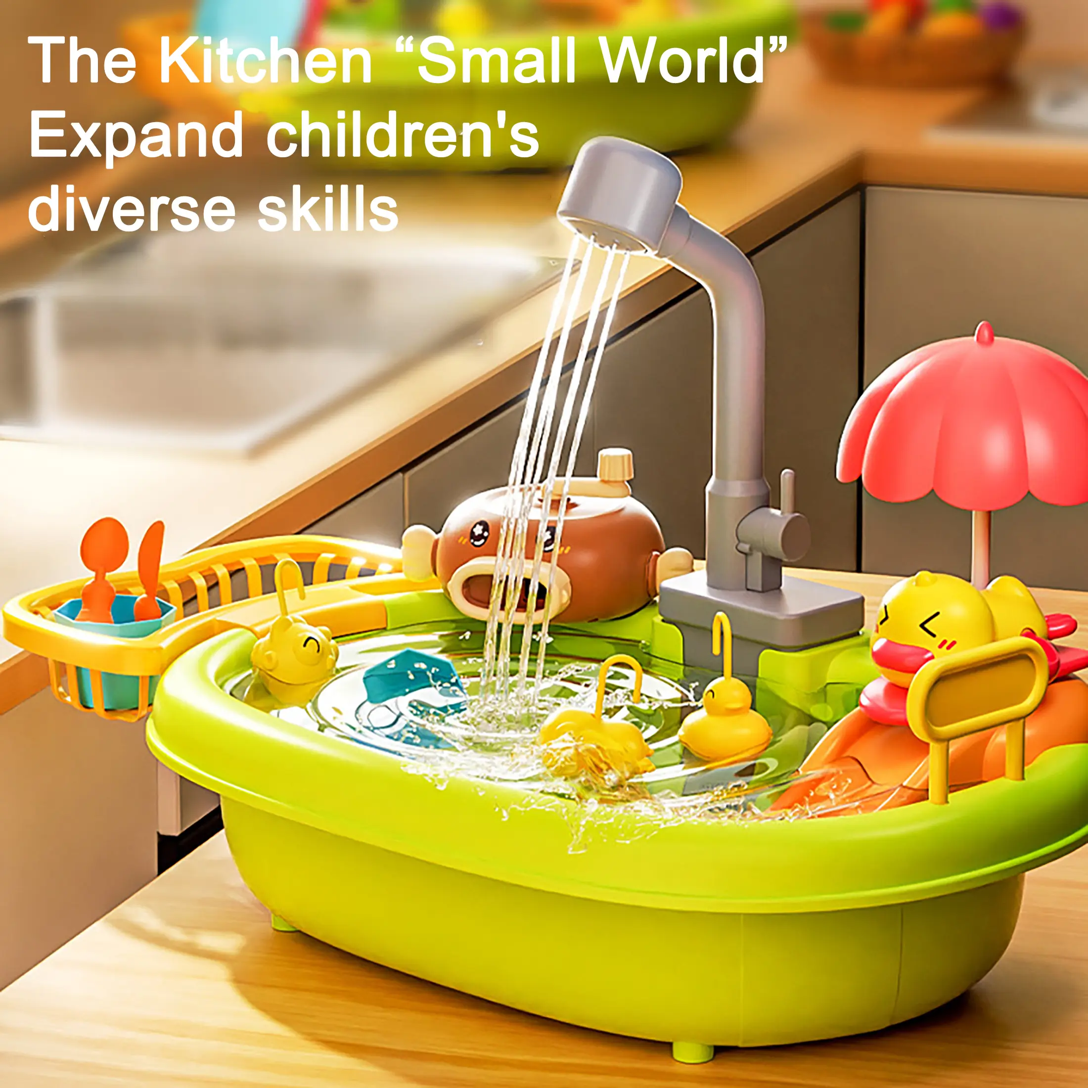 Children's Fishing Toys That Can Spit Bubbles, Kitchen Sink Toy Set, Gift for Kidsren