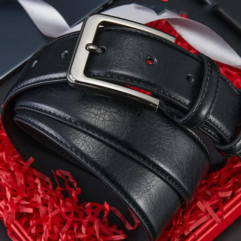 Authentic genuine leather luxury brand men's belt, fashionable business alloy needle buckle belt for men