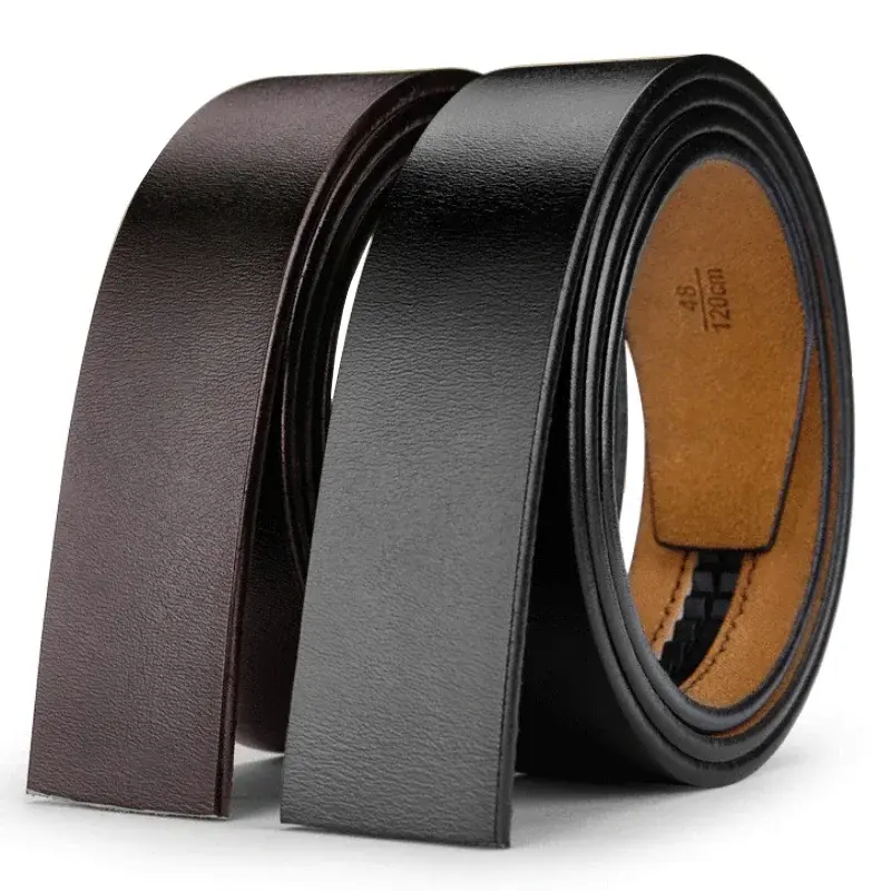 Black Brown Plus Size 130 140 150 Cm No Buckle 3.5 Cm Width Genuine Leather Belt Straps Without Automatic Buckle Waist Belts