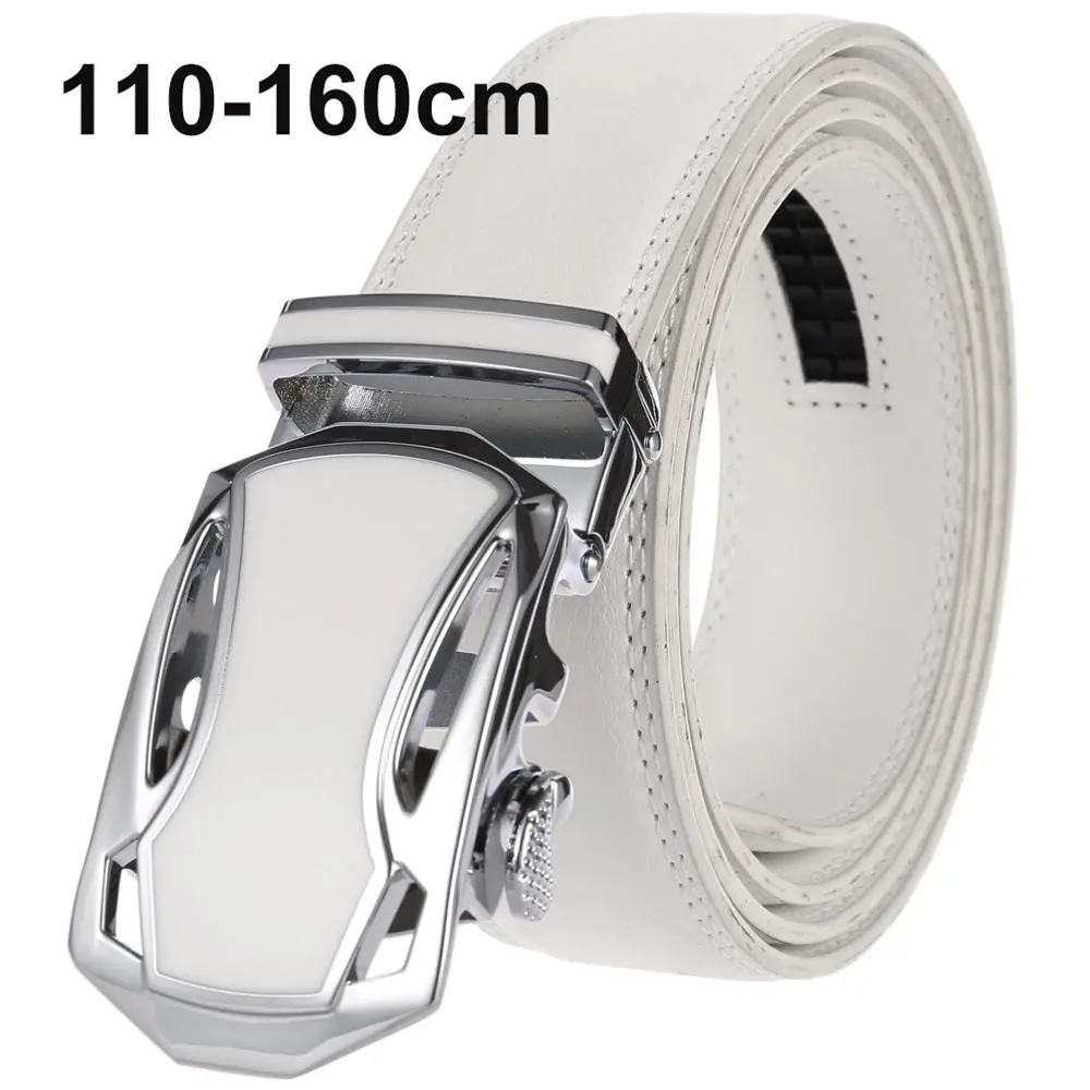 CETIRI 110cm - 160cm Plus Size White Belt Men Luxury Brand Designer High Quality Genuine Leather Strap Automatic Buckle Belt