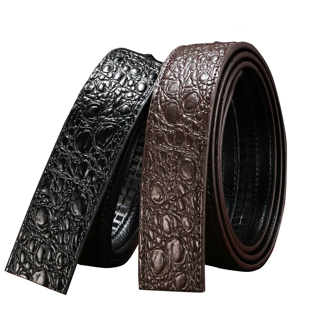 Male Crocodile Pattern Belts Automatic Buckle High Quality Business Belt Fashion Luxury Designer Men's Waistband 3.4cm No Buckle