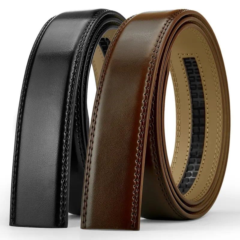 115 125 135 145cm Men Genuine Leather Belts Without Buckle Belt No Buckle Cowskin Luxury Belt Black Brown Cinturones Para Mujer