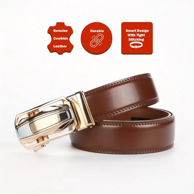 OYIFAN Men's Genuine Genuine Leather Belt Business Formal Belt Automatic Buckle Belt for Men Fashion Designer Belt Men