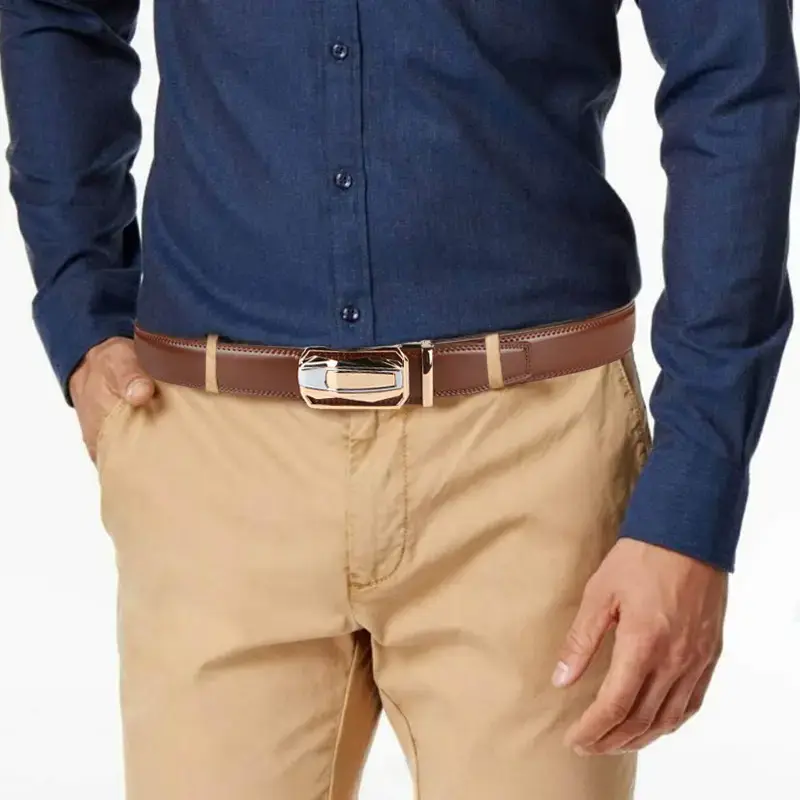 OYIFAN Men's Genuine Genuine Leather Belt Business Formal Belt Automatic Buckle Belt for Men Fashion Designer Belt Men