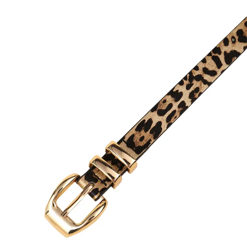Leopard Print Pu Women's Belt Trendy Casual Versatile Jeans Accessories Girdle Y2k Girls Black Leather Gold Pin Buckle Waistband