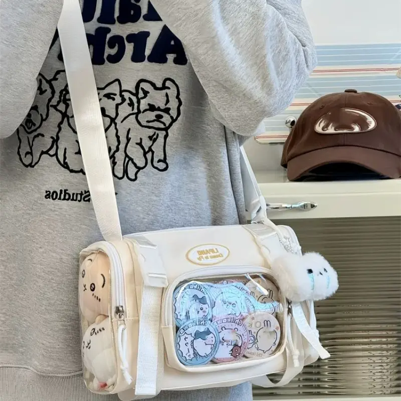 Japanese Harajuku Niche Design Transparent Y2K Ulzzang Ita Bag 10cm Dolls Bag Light Mobile Phone Bag Student Crossbody Bag