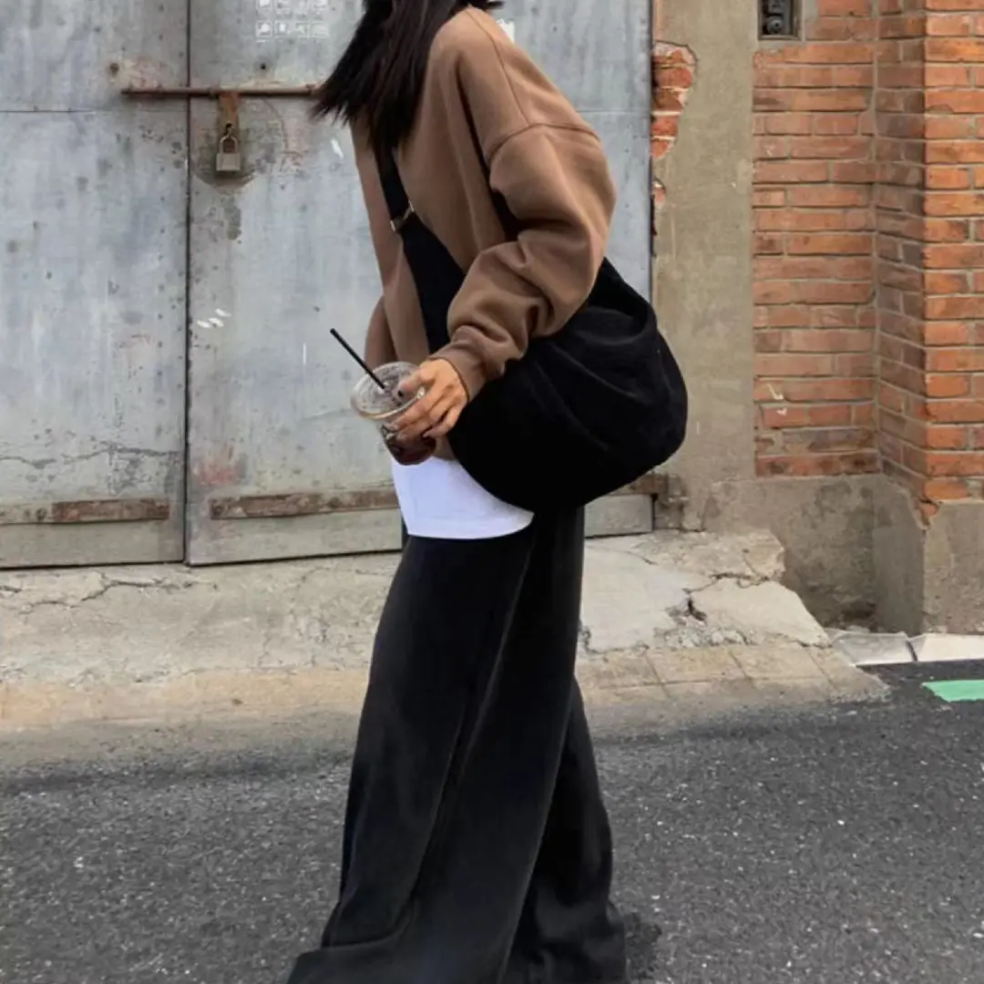 Vintage 2025 new canvas dumpling bag for women large slung single shoulder bag wide shoulder band for couples dormitory lazy bag