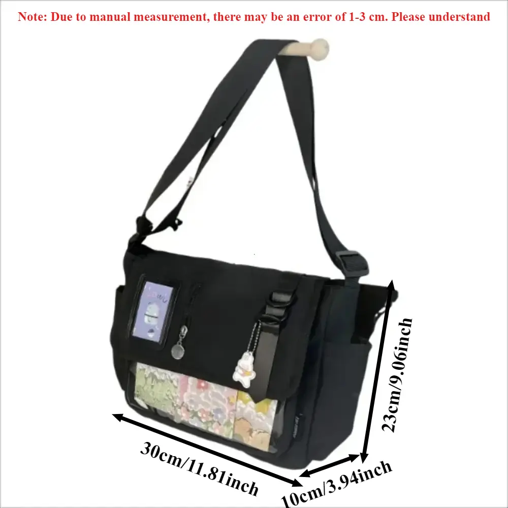 Y2K Japanese Harajuku School Bags for Teenage Girls New 2025 Transparent Itabag Crossbody Bag DIY Badges Display Plate Ita Bag
