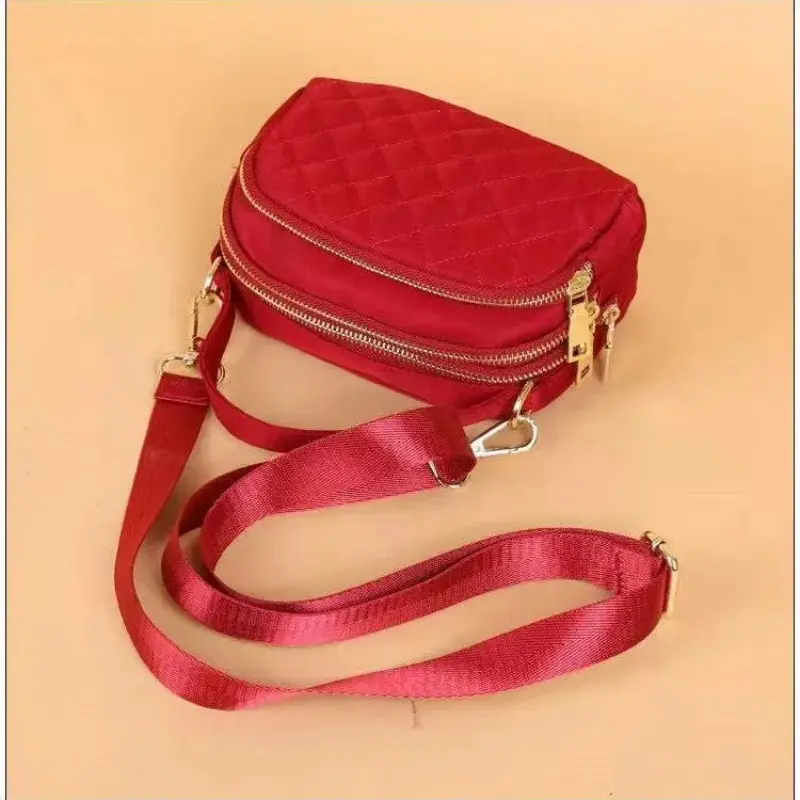 Embroidered Thread Women Small Handbag Shoulder Bag, Chic Oxford Messenger Bag Stylish Square Tote Purse, Suitable for Daily Use