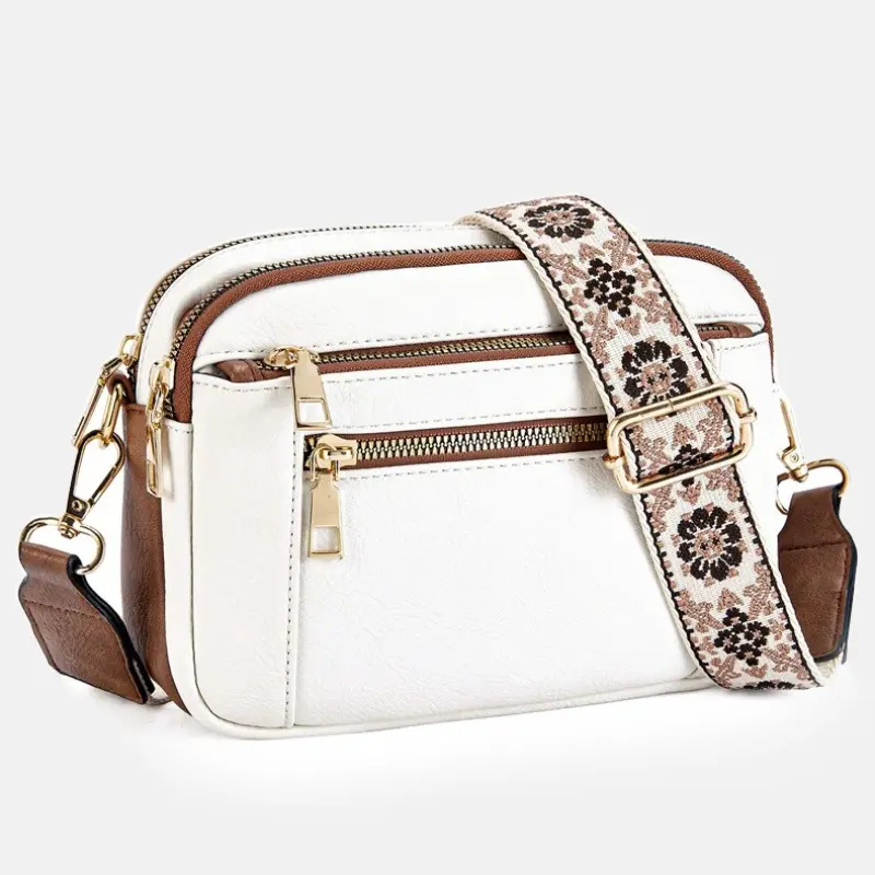 Ladies' Small Square Bag Two-tone Leather Crossbody Bag Large-capacity PU Crossbody Wallet Multi-functional Small Square Bag