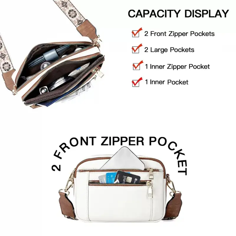 Ladies' Small Square Bag Two-tone Leather Crossbody Bag Large-capacity PU Crossbody Wallet Multi-functional Small Square Bag
