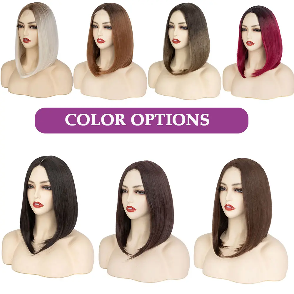 BENIHAIR 14inch Straight Bob Wigs Wigs For Women Heat Resistant Synthetic Upgrade Front Lace Base Wig for Halloween or Daily Use