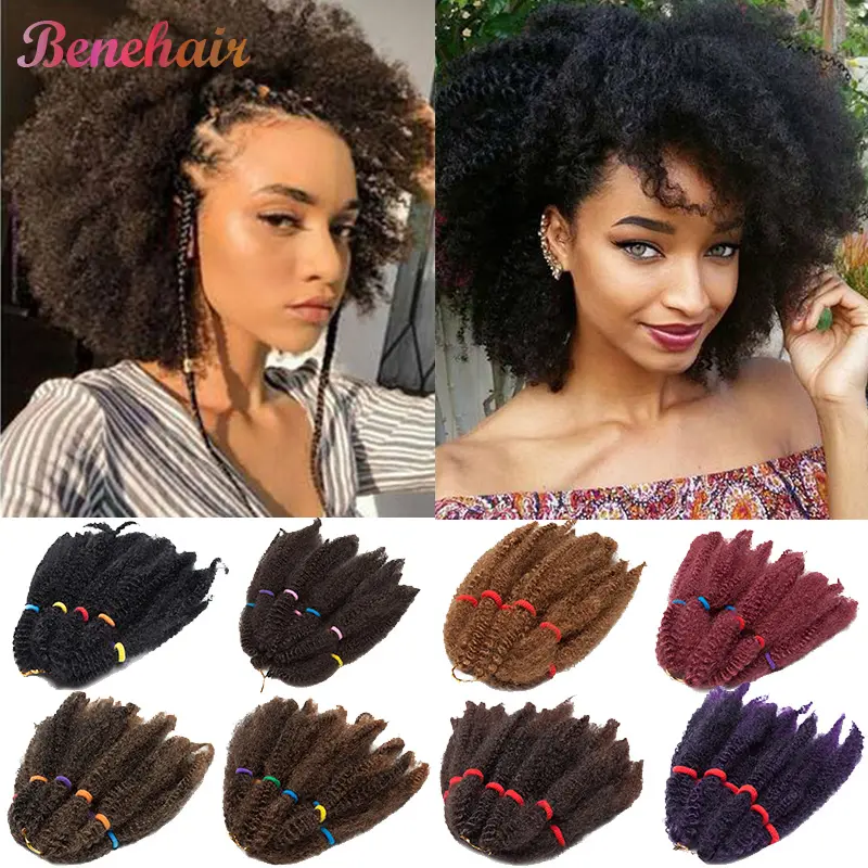 BENIHAIR Afro Kinky Twist Marley Braid Hair Synthetic Braiding Hair Crochet Hair Bulk Crochet Hair Extension For Black Women