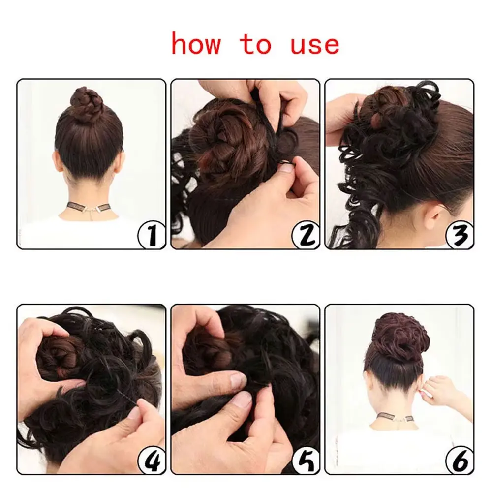 BENEHAIR Synthetic Women Chignon Messy Hair Bun Scrunchy Hair Bun Rubber Band Hairband Hairpiece Updo Chignon Donut Roller