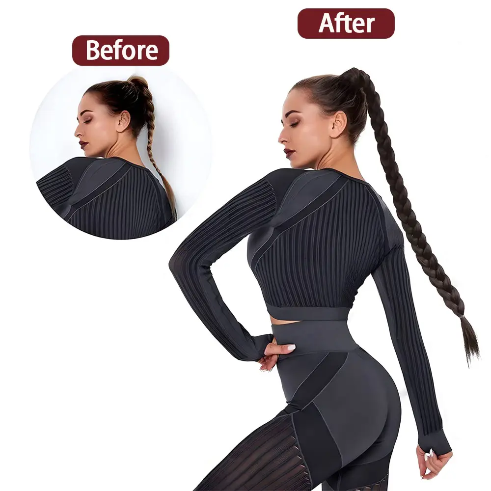 Benehair 24inch Long Braid Ponytail Extension with Elastic Tie Braid Hair Natural Soft Synthetic Hairpieces for Women Daily Wear