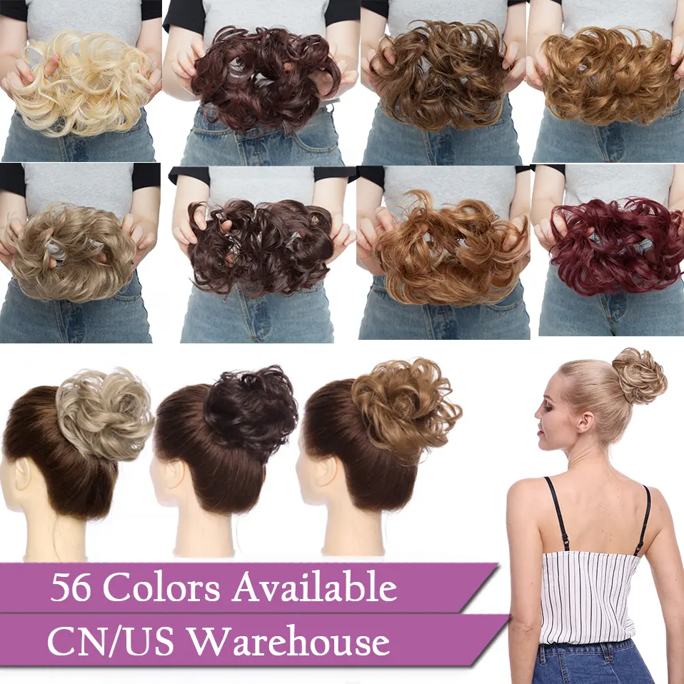 BENEHAIR Synthetic Messy Bun Curly Scrunchies for Women Hair Bun with Elastic Band Hairpieces Updos  Fluffy Chignon Ponytail 35g