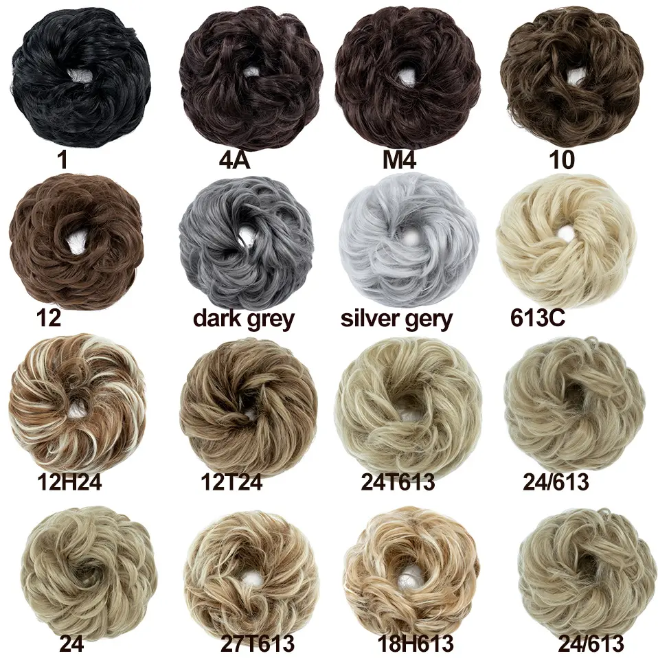Synthetic Hair Bun Extensions Messy Curly Elastic Hair Scrunchies Hairpieces 55g Chignon Donut Updo Hair Pieces for Women