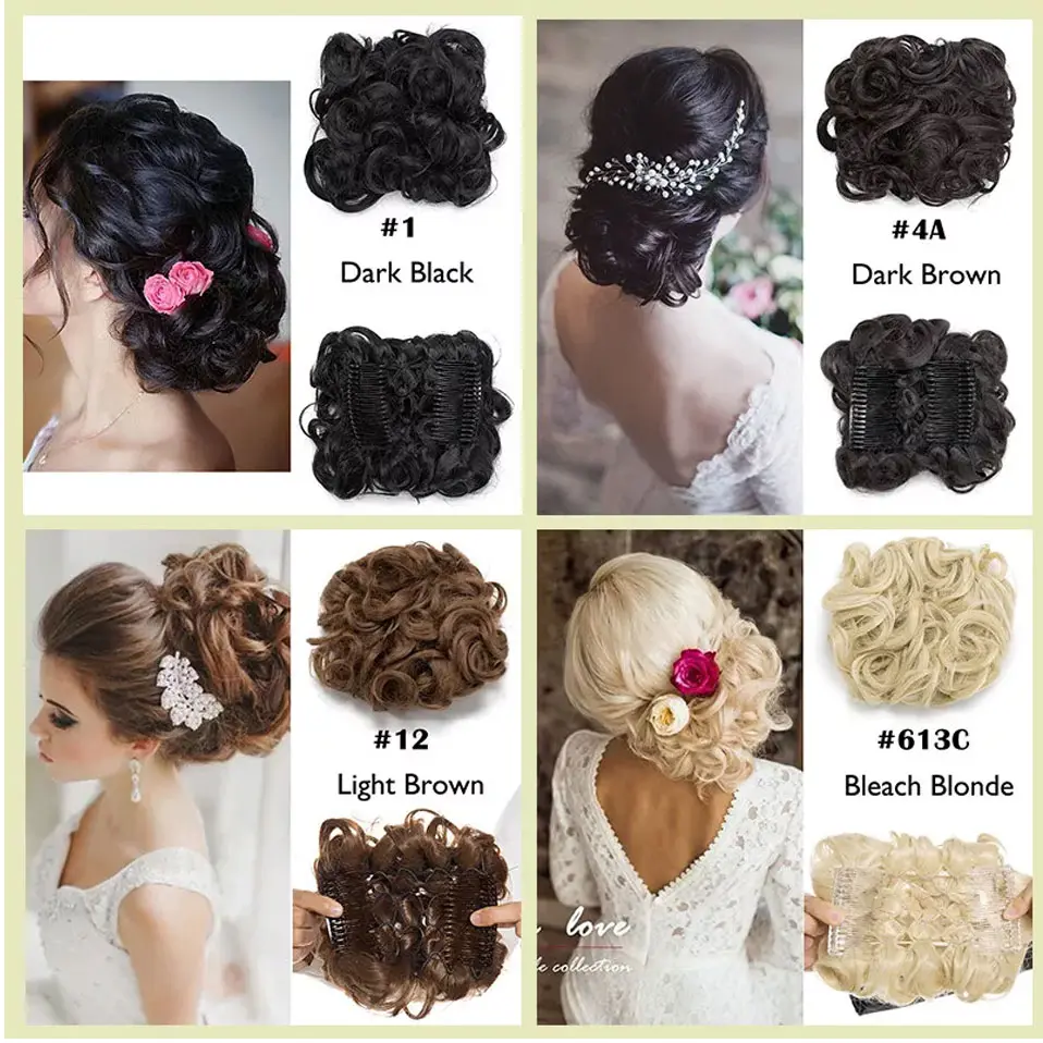 BENEHAIR Chignon Hairpiece Curly Buns Hair Extensions Scrunchie Updo Synthetic Combs in Ponytail Messy Bun Hair Piece for Women