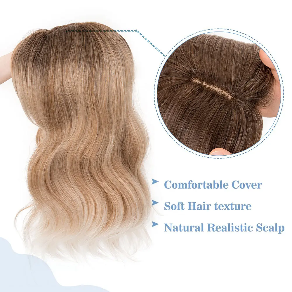 Benehair 18'' Body Wave Hair Toppers with Bangs for Women Synthetic Hairpieces Adding Hair Volume Long Layered Hair Toppers