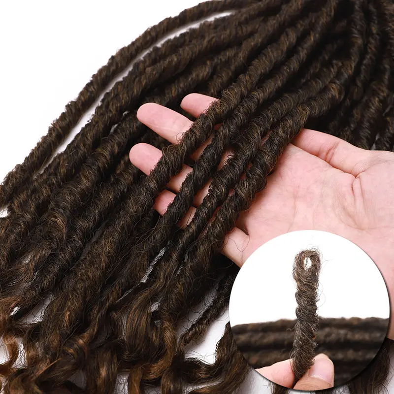 BENEHAIR Goddess Faux Locs Crochet Hair 24 Strands Crochet Braiding Synthetic Hair Afro Braids Hair Extension Curly Ends Ombre
