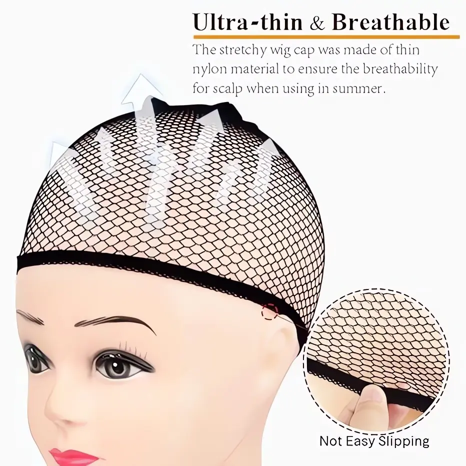 LOUIS FERRE 1Pcs Wig Cap Good Quality Mesh Weaving Wig Hair Net Making Caps Black Weaving Wig Cap Hairnets