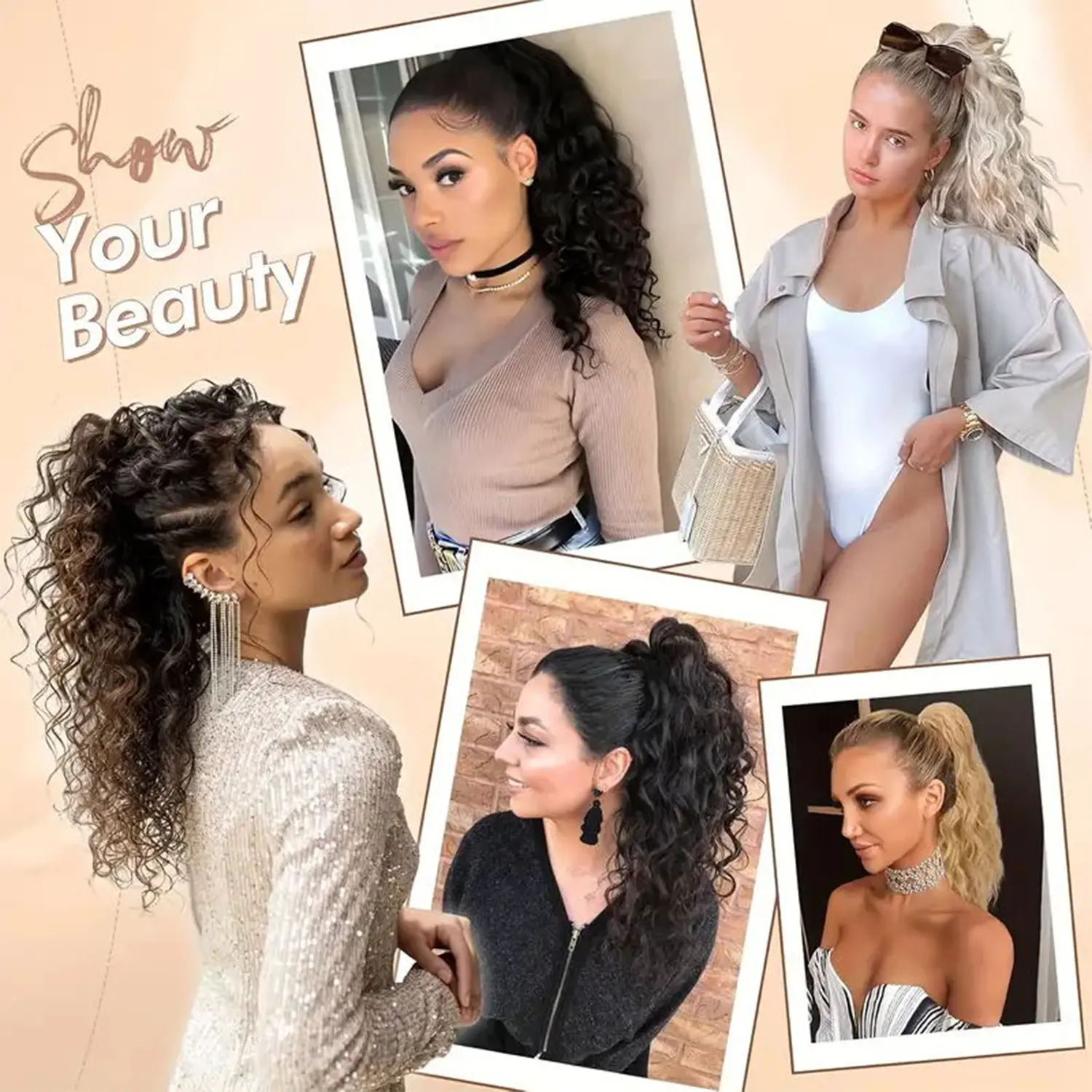 AZQUEEN Synthetic 18 Inch Drawstring Ponytail Hair Extensions for Women Long Wavy Pony Tail Hairpiece for Women Daily Use Party