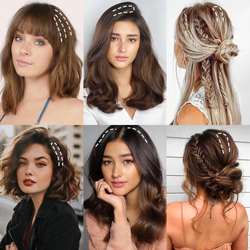 AZQUEEM Synthetic Invisible Short Straight Hair Pads Clip In Hair Extension Increase Hair Top Side Cover Hairpiece For Women