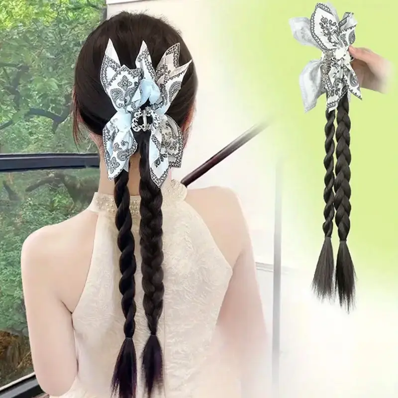 18Inch Synthetic Braided Ponytail Hairpiece Boho Chic Synthetic Twist Braids Ponytail Extension With Cashew Clip For All