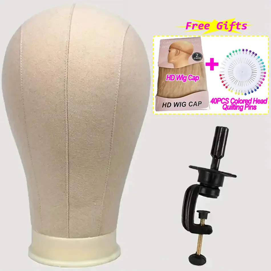 Training Mannequin Head Canvas Block Head For Wig Display Styling Mannequin Manikin Canvas Head With Stand 22In Canvas Wig Head