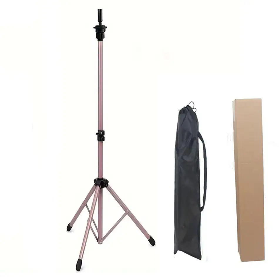 60-115CM Adjustable Wig Head Stand Pink Metal Mannequin Head Tripod Holder For Cosmetology Hairdressing Training Head Doll
