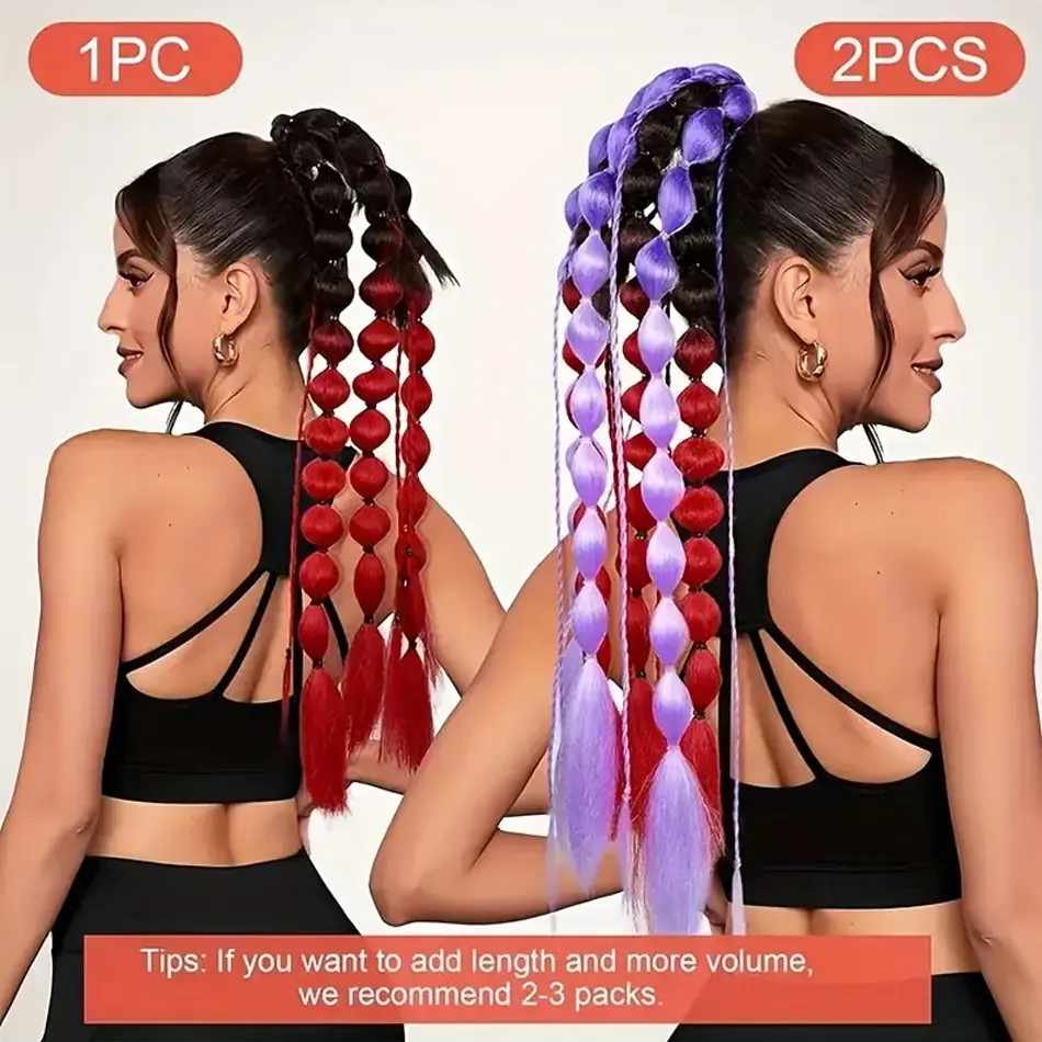 Colorful Synthetic Braided Bubble Ponytail Hair Accessories For Women Cosplay Party Halloween Photography Fashion Hairpieces