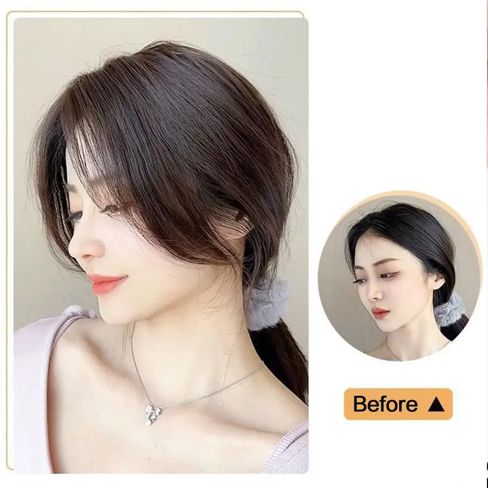 Synthetic 3D Air Bangs Hairpiece Easy Clip In Bangs With Eight-Shaped Fringe Natural Invisible Clourse Bangs Middle Part Topper