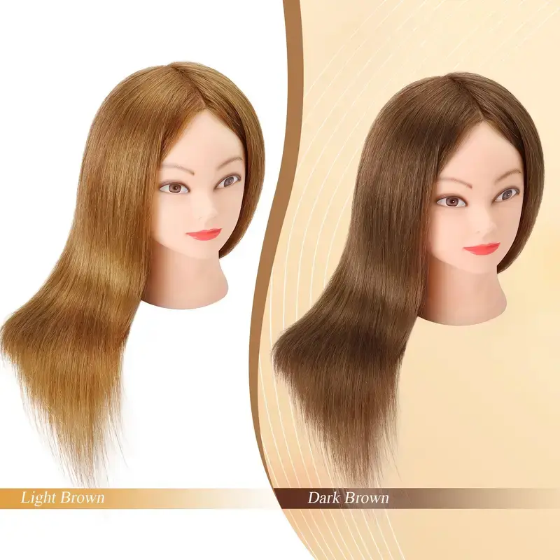 80% Real Mannequin Head with Human Hair For Hairdresser Curling Straightening Dyeing Braiding Hairdressing Mannequin Doll Heads