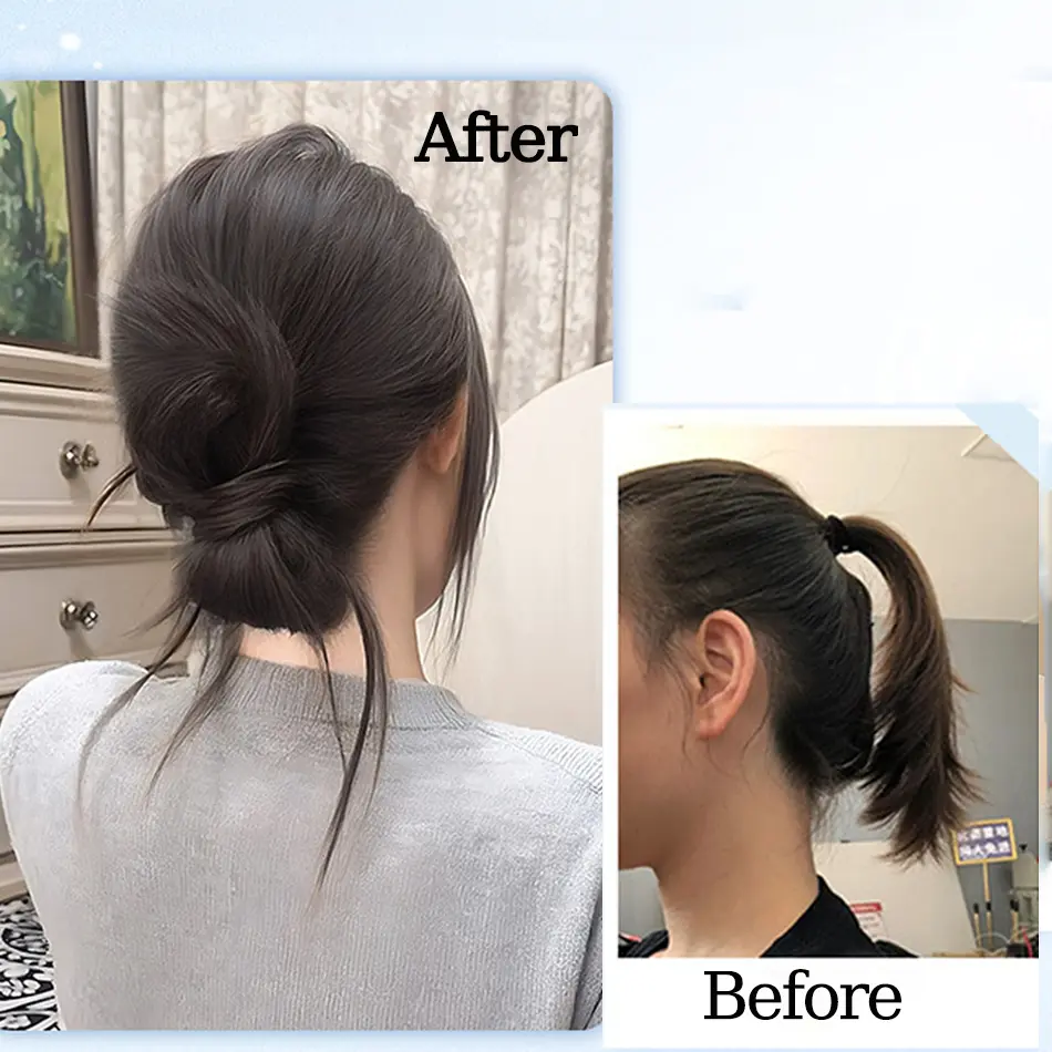 Synthetic Clamp Type Bowknot Hair Bun With Duckbill Clip Elegant And Natural Shuttlecock Head Ponytail Hair Extensions For Women