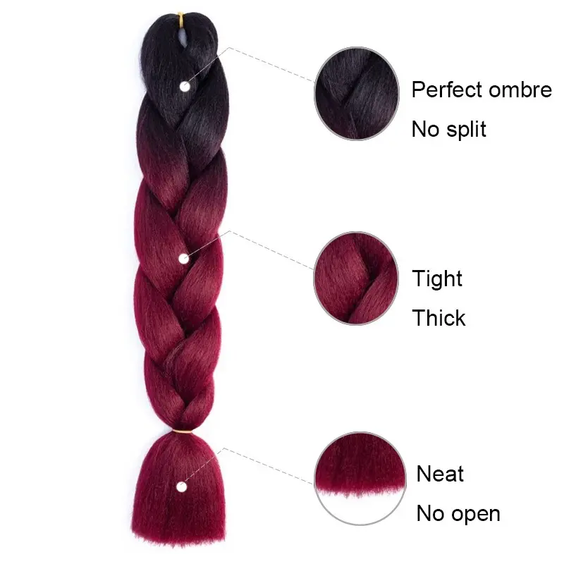 Women'S Festive Ombre Crochet Braids Jumbo Synthetic Fiber Twist Crochet Braids Extensions Hair Accessories Easy to Wear