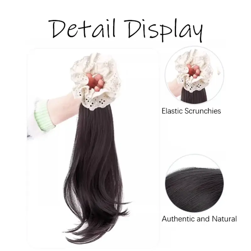 Elegant Lace Flower Synthetic Ponytail Hair Extension With Elastic Ring Versatile Body Wave Ponytail Hairpiece For All Occasions