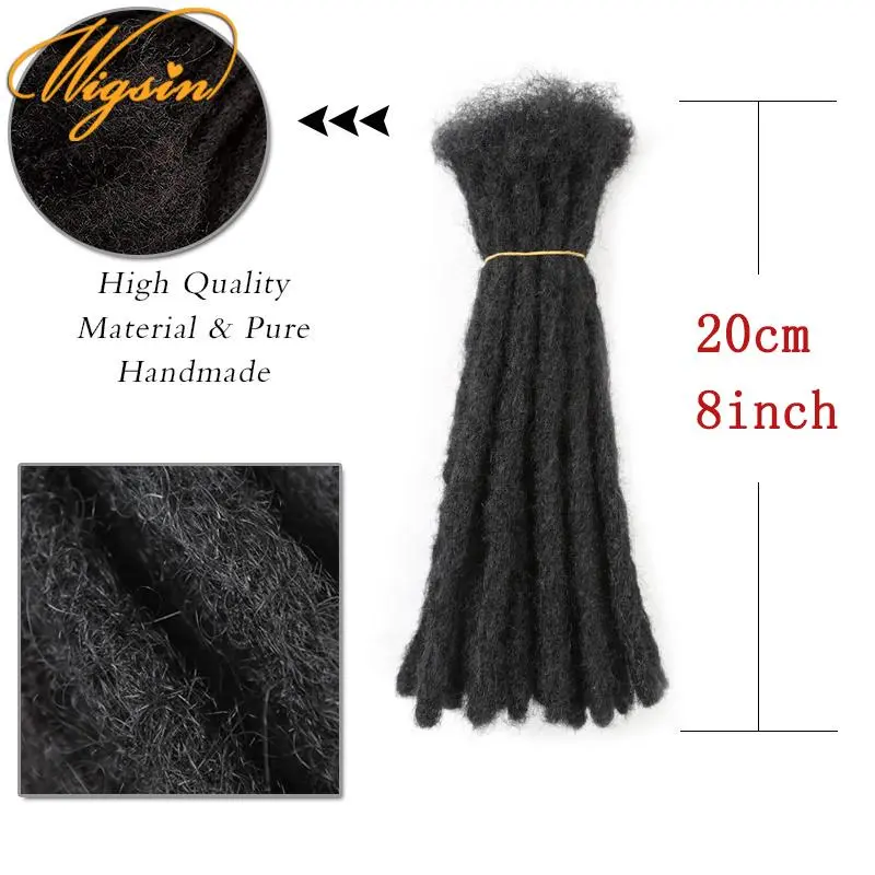WIGSIN Synthetic 8Inch Short Straight 10strands Handmade Dreadlocks Afro Hair Extensions Soft Crochet Braids for Men Women