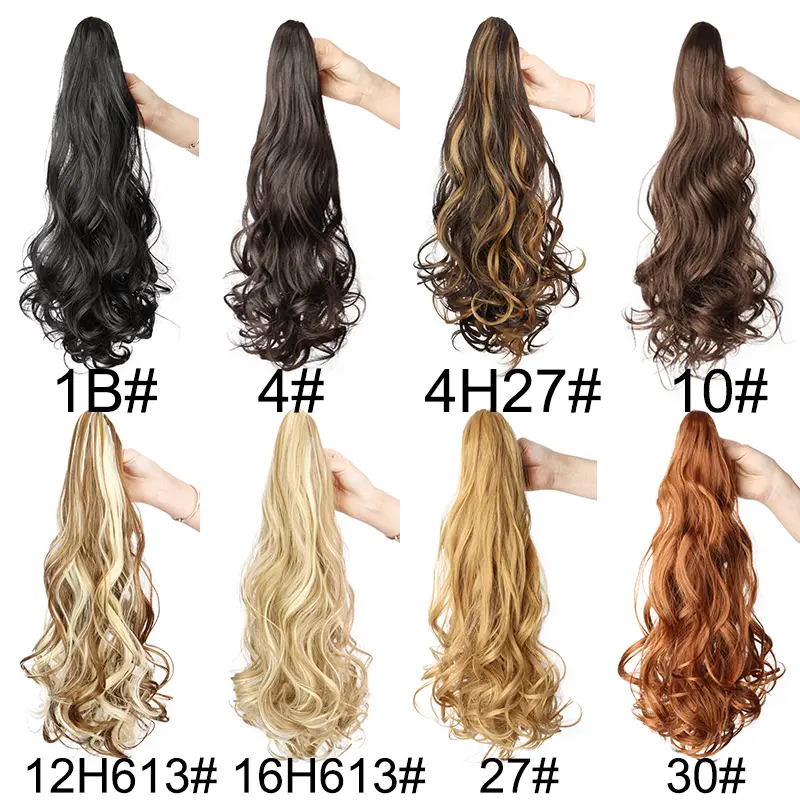 WIGSIN Synthetic Multicolor Ponytail Hair Extensions Long And Fluffy Curly Wavy Heat Resistant For Women Curling Pieces