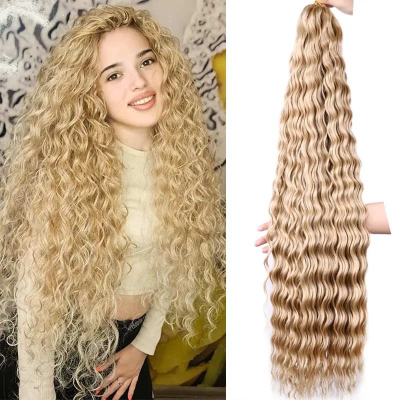 WIGSIN 30Inch Synthetic  Long Deep Wave Twist Crochet Hair Afro Curly Crochet Braids Ombre Braiding Hair Extension For Women