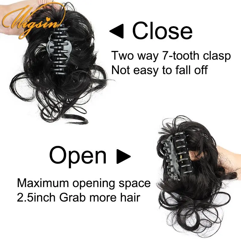 WIGSIN Synthetic Claw Chignon Short Messy Curly Hair Bun Hairpiece For Women Scrunchy Clip-on Hair Fake Hair