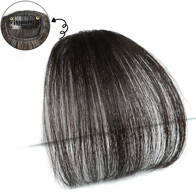 WIGSIN Fake Synthetic Air Bangs Clip-In Hair Extension Fringe False Blunt Hairpiece for Women Clip In Front Hair Bangs