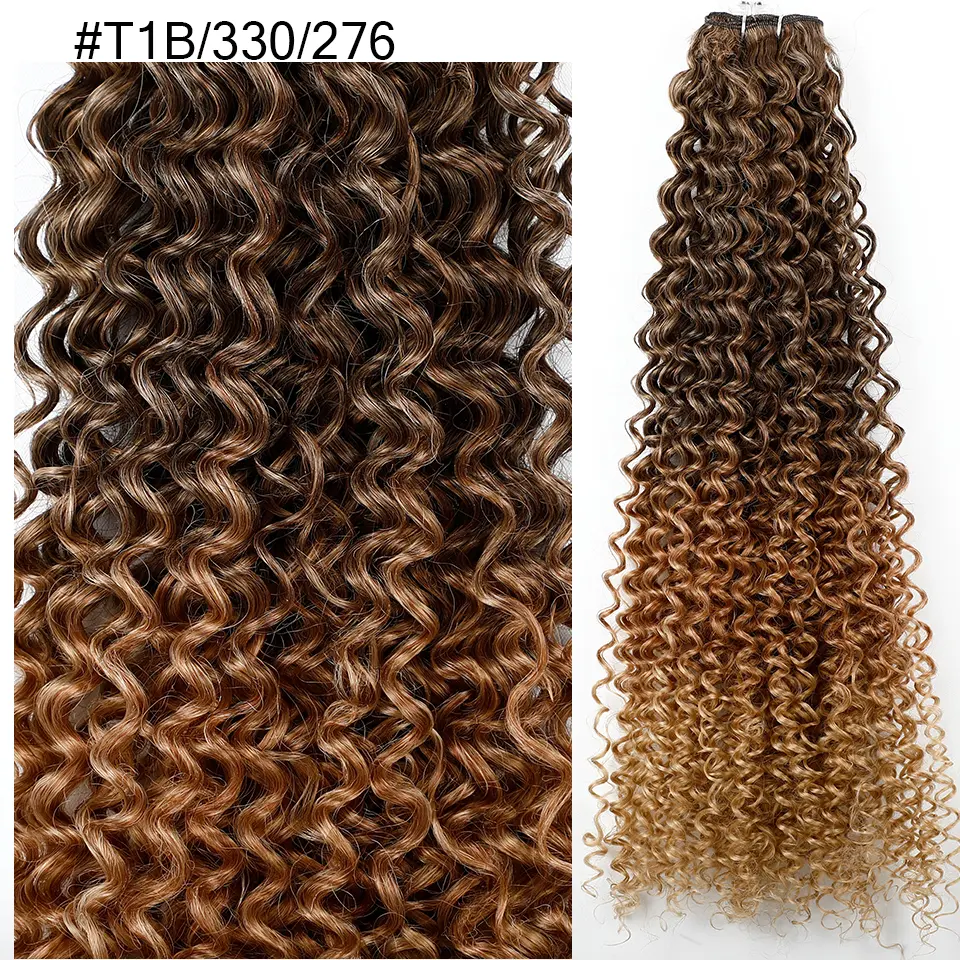 28Inch Blond 27/613 Synthetic Water Wave Curly Bundles Hair Extensions Ombre Brown 30# Natural High Temperature Fake Hair Bundle