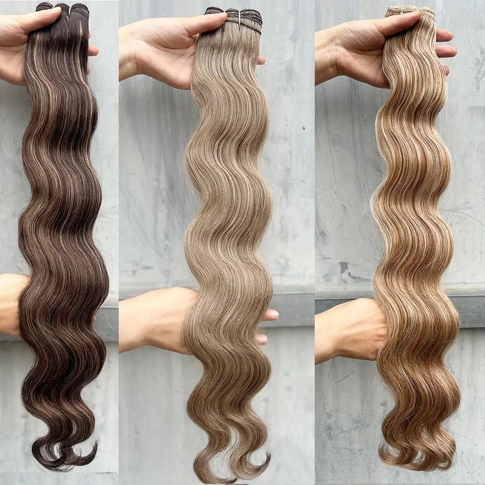 30Inches Colored M618 Ombre Piano Brown Blond 27/613  Body Wave 200g Synthetic Hair Weave Bundles Soft Human-Like Extension
