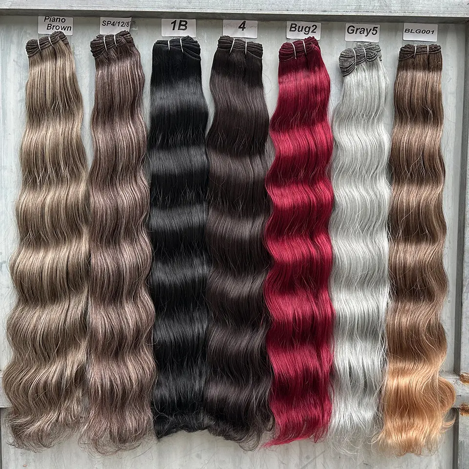 30Inches 200Gram Chocolate Brown 6# Body Wave Hair Weave Bundles Synthetic Heat Resistant Fiber Extension Bio Natural Human-Like