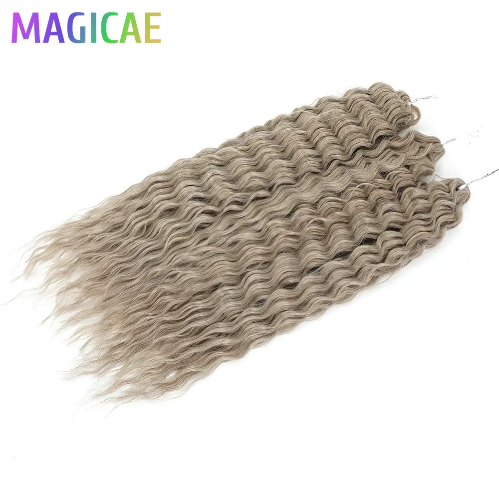 Magicae 3Pcs 300Grams 24Inches Ariel Deep Water Twist Crochet Curly Hair Piano Blond P12/16/613 Brown6# Braids Gray 58# Bundles