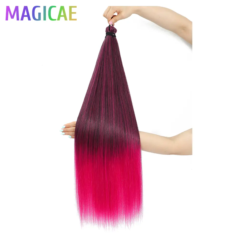 28Inch 300grams Ariel Straight Crochet Braids High Temperature Synthetic Ombre Brown Hair Bundles Twist Braiding Hair Extension