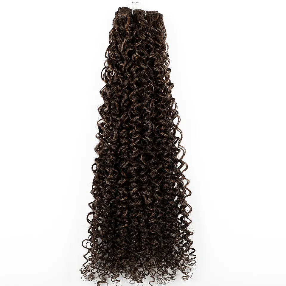 30Inches Ombre Blond 27/613 Kinky Curly Synthetic Hair Extensions Heat Resistant Fiber Bio Human-Like Soft Natural Curly Fake