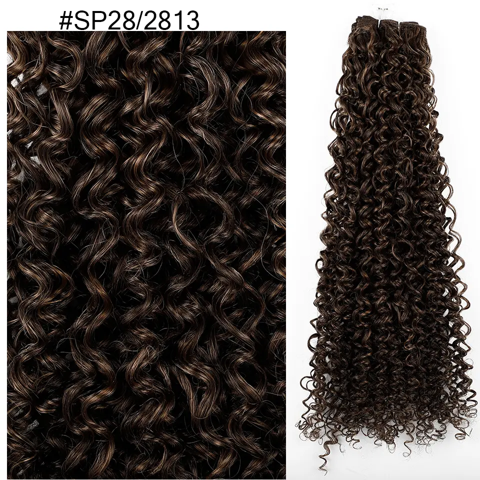 30Inches Ombre Blond 27/613 Kinky Curly Synthetic Hair Extensions Heat Resistant Fiber Bio Human-Like Soft Natural Curly Fake