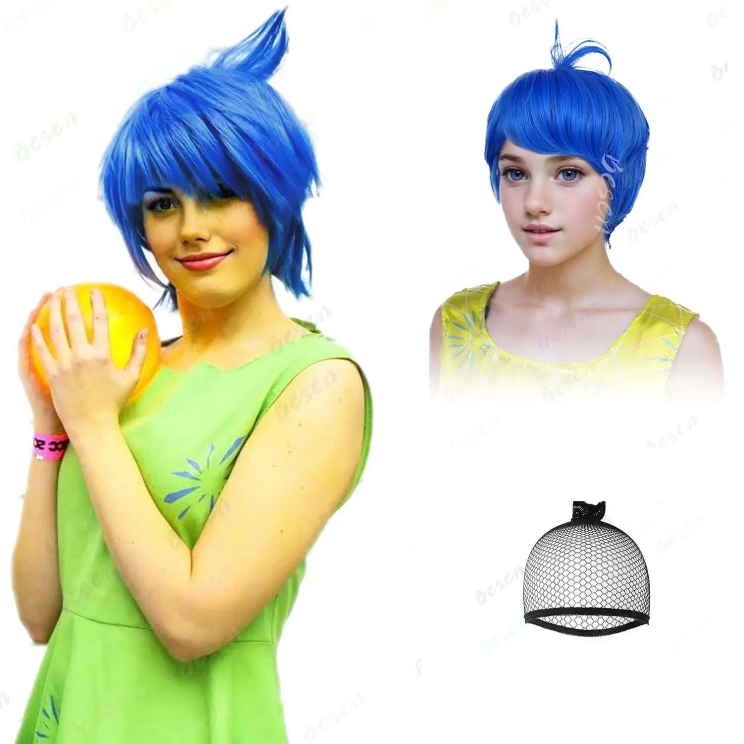 Synthetic Short Layered Blue Wig for Women’s Costume Joy Wig Pixie Cut Wig Heat Resistant Anime Wig for Cosplay Halloween Party