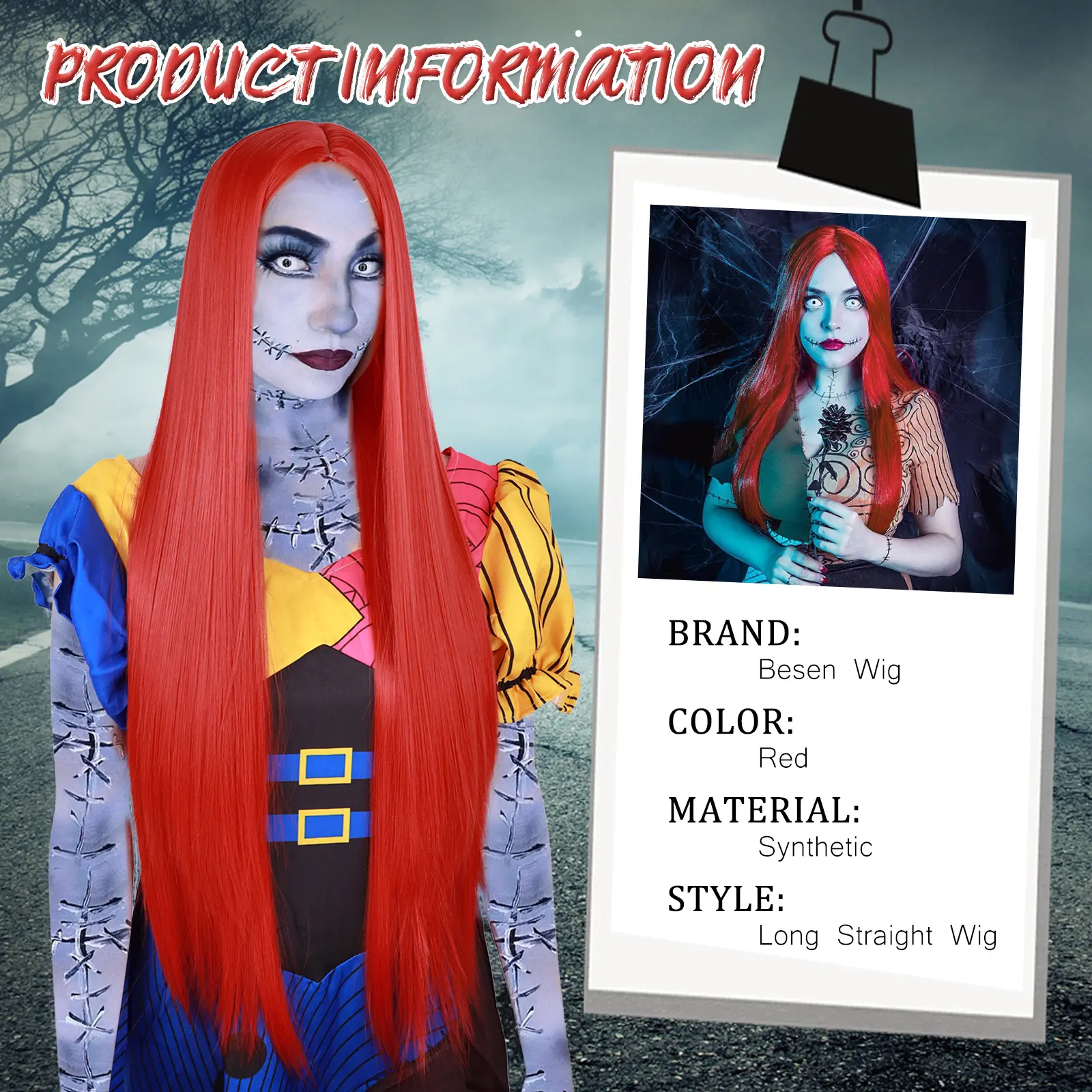 Synthetic 30inch Long Red Wigs Women's Costume Straight Middle Part Wig for Women Heat Resistant Hair for Daily Party Cosplay